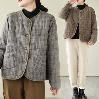 【LANNI 藍尼】★文青寬鬆亞麻棉外套(短版外套/復古/保暖/文藝)