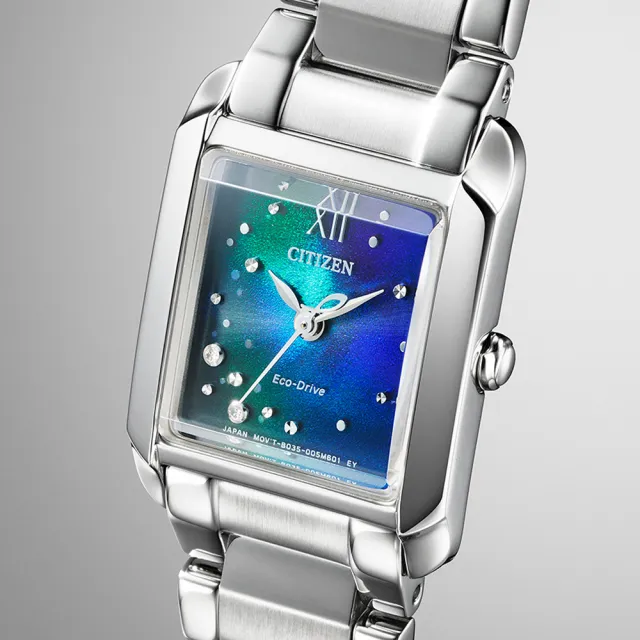 【CITIZEN 星辰】限量款千彩之海真鑽光動能時尚女錶-藍x銀/21.5mm 母親節限定(EW5591-60L)