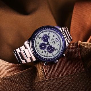 【CITIZEN 星辰】夜光型者光動能競速計時男錶-綠x黑/44mm 母親節限定(CA4507-84X)