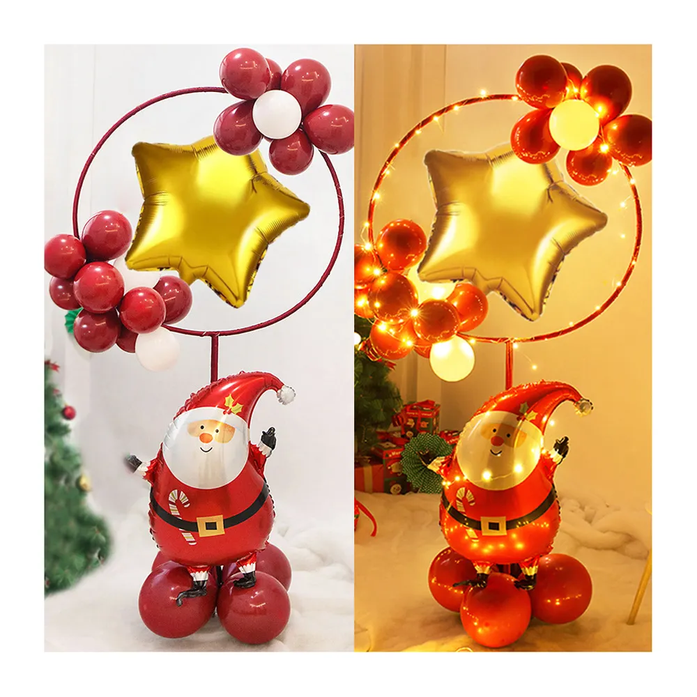 聖誕老人地飄花圈氣球組1組(聖誕節 氣球 派對 佈置 耶誕 老公公 裝飾 布置 氣球支架)