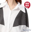 【betty’s 貝蒂思】網路獨家款★細條紋拼接寬鬆落肩襯衫(共二色)
