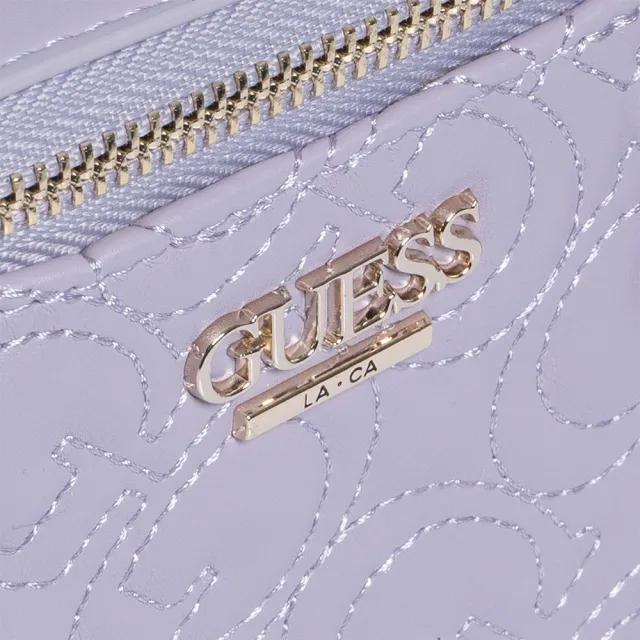 【GUESS】經典縫線紋肩背包(淺紫)