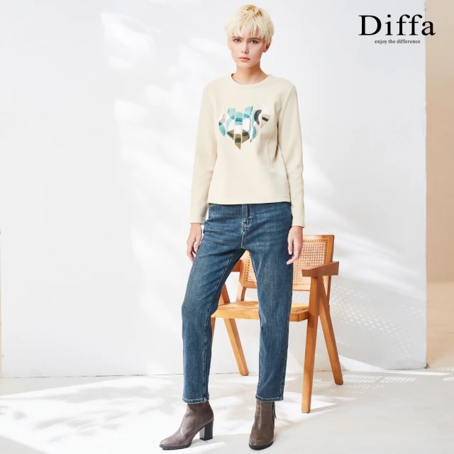Diffa 歐風幾何圖案高領設計連身洋裝-女 推薦