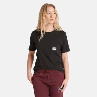 【Timberland】女款黑色純棉簡約口袋短袖T恤(A6HNW001)