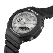 【CASIO 卡西歐】冷酷精緻金屬色彩八角形雙顯錶  金屬銀 45.4mm(GA-2100SB-1A)