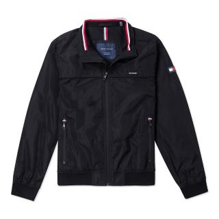 【Tommy Hilfiger】TOMMY 經典刺繡Logo飛行夾克外套-黑色 上衣(保暖舒適/平輸品)