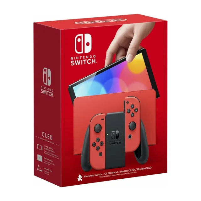 Nintendo 任天堂】Switch OLED瑪利歐亮麗紅特仕主機+超級瑪利歐兄弟