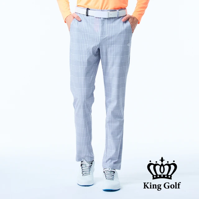 KING GOLF 實體同步款-男款滿版迷彩印圖修身彈性休閒