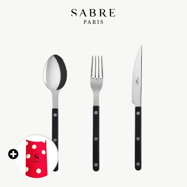 【Sabre Paris】Bistrot純色系列-不鏽鋼主餐餐具3件禮盒組(多色任選)