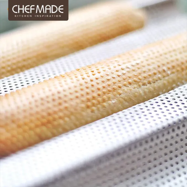 【美國Chefmade】法式長棍麵包 帶氣孔 不沾三槽模具(CM064)