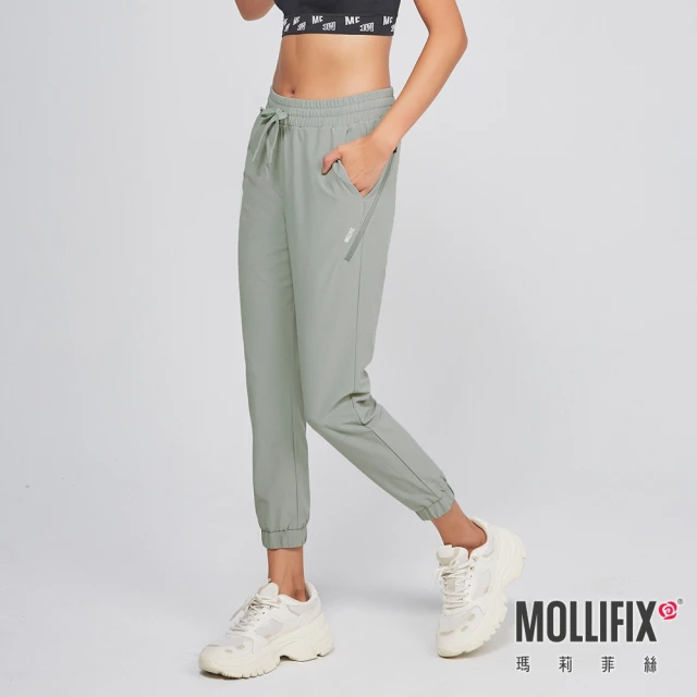 Mollifix 瑪莉菲絲Mollifix 瑪莉菲絲 修身輕潑彈力運動長褲(鼠尾草綠)