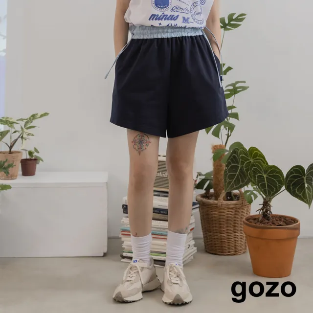 【gozo】minus g-限量系列 雙邊抽繩拼接短褲(兩色)