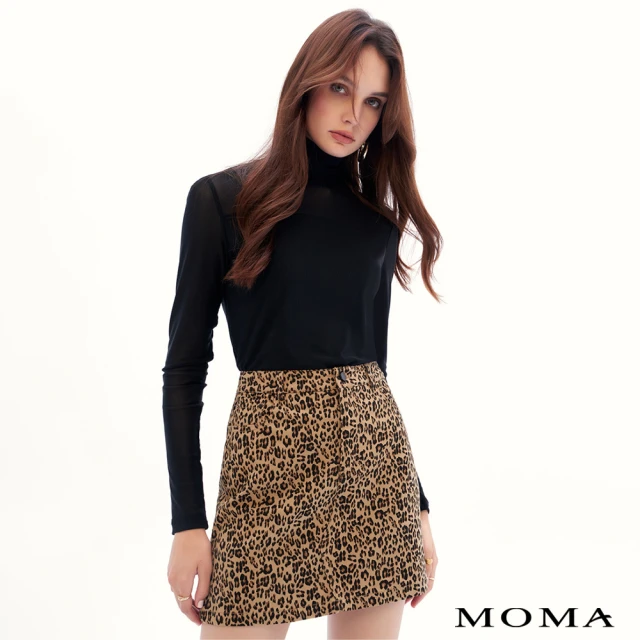 MOMA 豹紋A-Line休閒短裙(卡其色)