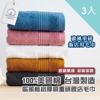 【DK 大王】美國棉 重磅歐風加厚毛巾 純棉毛巾 吸水毛巾 飯店毛巾 3入組(重磅厚款 美國棉 臺灣製造)