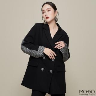 【MO-BO】英倫氣場千鳥格紋拼接西裝外套(MORE BYLEWAY 許允樂聯名款)