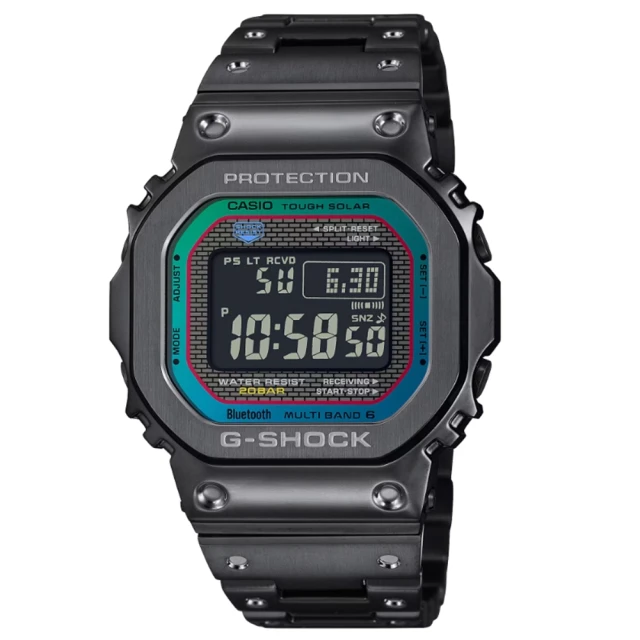 CASIO 卡西歐 G-SHOCK 40週年 經典方型 光譜色彩 藍芽太陽能電子錶 黑 GMW-B5000BPC-1_43.2mm