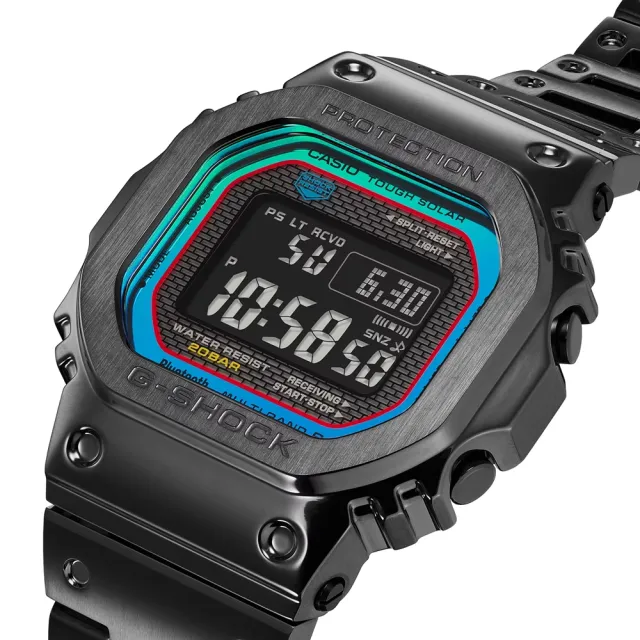 【CASIO 卡西歐】G-SHOCK 40週年 經典方型 光譜色彩 藍芽太陽能電子錶 黑 GMW-B5000BPC-1_43.2mm