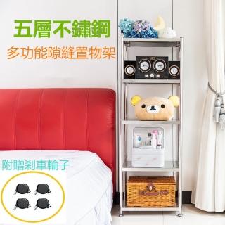 【誠宜居家】55x35x155公分 五層不鏽鋼隙縫架-加強底部橫梁(贈輪組-廚房架 置物架 收納架 隙縫架 架子)