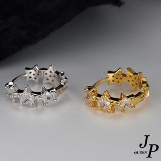 【Jpqueen】滿天星花環幾何圈圈水鑽耳環(2色可選)