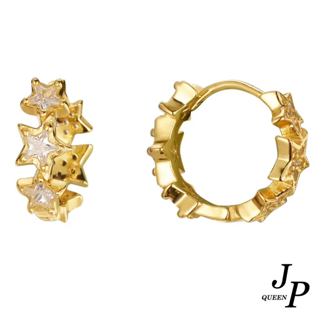 【Jpqueen】滿天星花環幾何圈圈水鑽耳環(2色可選)