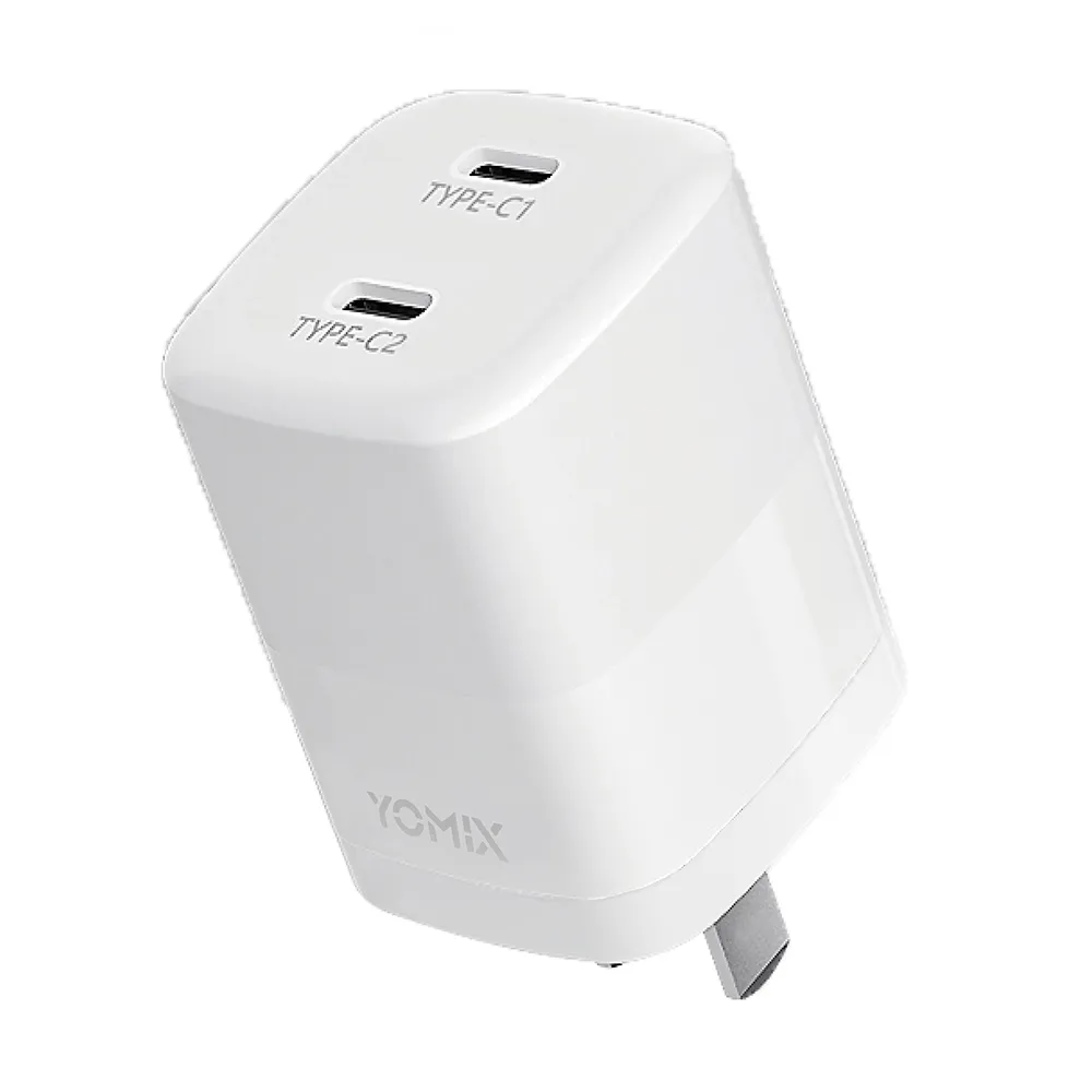 【YOMIX 優迷】40W GaN氮化鎵雙孔Type-C快充充電器(支援iPhone 15快充/充電頭/豆腐頭)