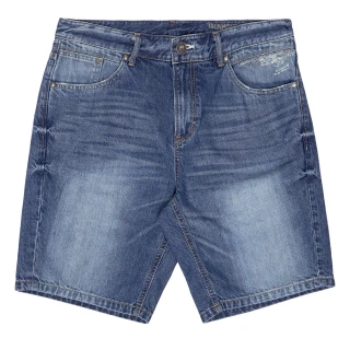 【5th STREET】男裝復古美式短褲-酵洗藍
