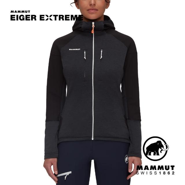 【Mammut 長毛象】Eiswand Advanced ML Hooded Jacket W 極限艾格運動刷毛連帽外套 黑色 女款 #1014-02330