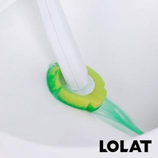 【LOLAT 羅力】一次性拋棄式馬桶刷頭補充包(內含6個/可拋替換頭/一推即更換/自帶清潔液)