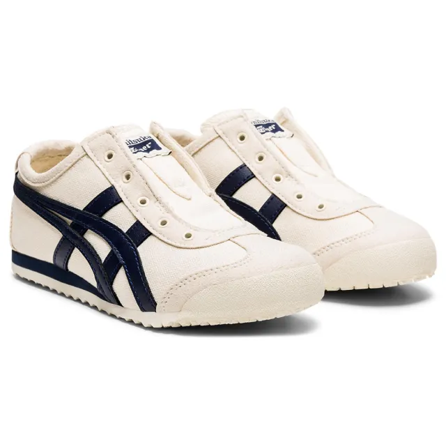 【Onitsuka Tiger】鬼塚虎 MEXICO 66 SLIP-ON PS 中童鞋 米底藍邊 休閒鞋 (1184A085-200)