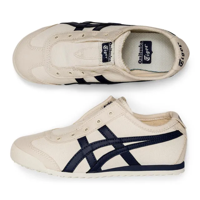 【Onitsuka Tiger】鬼塚虎 官方旗艦店MEXICO 66 SLIP-ON PS 中童鞋 米底藍邊(1184A085-200)