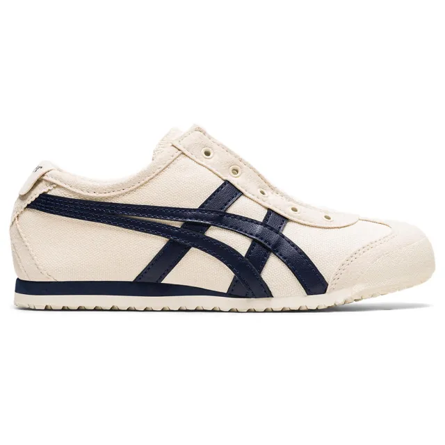 【Onitsuka Tiger】鬼塚虎 MEXICO 66 SLIP-ON PS 中童鞋 米底藍邊 休閒鞋 (1184A085-200)