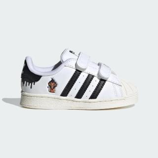 【adidas 愛迪達】Superstar CF I X Disney 小童 休閒鞋 經典 貝殼頭 魔鬼氈 白黑(IE8252)