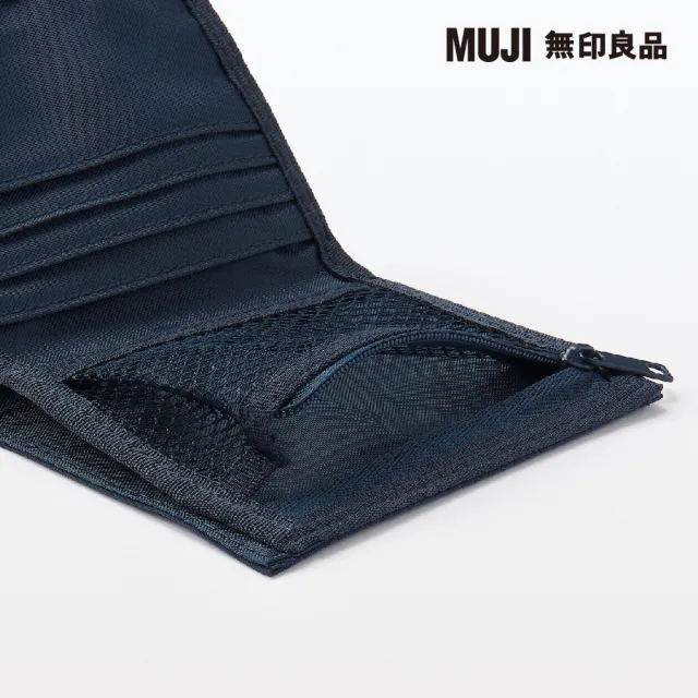 【MUJI 無印良品】聚酯纖維旅行用錢包深藍.約11x9.5cm