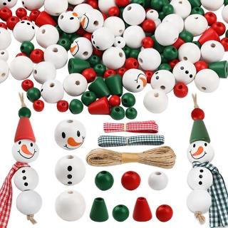 【子玄】白色系雪人系列串繩 木製手工串珠(DIY聖誕勞作 聖誕串珠 雪人串珠 聖誕手作)