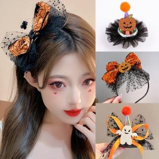 【Emi 艾迷】萬聖節 南瓜髮夾 髮箍 魔法棒 搞怪 兒童髮夾(幽靈髮夾 糖果髮箍)