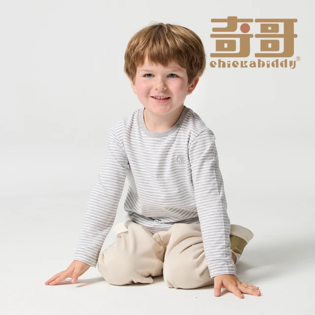 奇哥 CHIC BASICS系列 男女童裝 條紋長袖T恤/上衣/打底上衣 1-8歲(2色選擇)