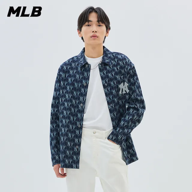 【MLB】牛仔丹寧襯衫 CUBE MONOGRAM系列 紐約洋基隊(3ADRM0734-50NYD)