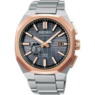 【SEIKO 精工】Astron 黑標 GPS衛星定位 太陽能 鈦金屬錶－金銀(3X62-0AA0K／SSJ014J1)