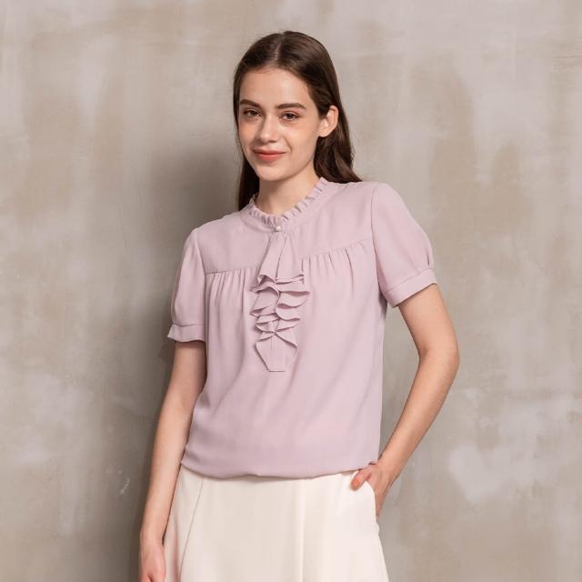 【perng yuh 芃諭名品】純淨初戀 波浪綴飾 雪紡 上衣(2023 AW Collection｜2C秋冬系列)