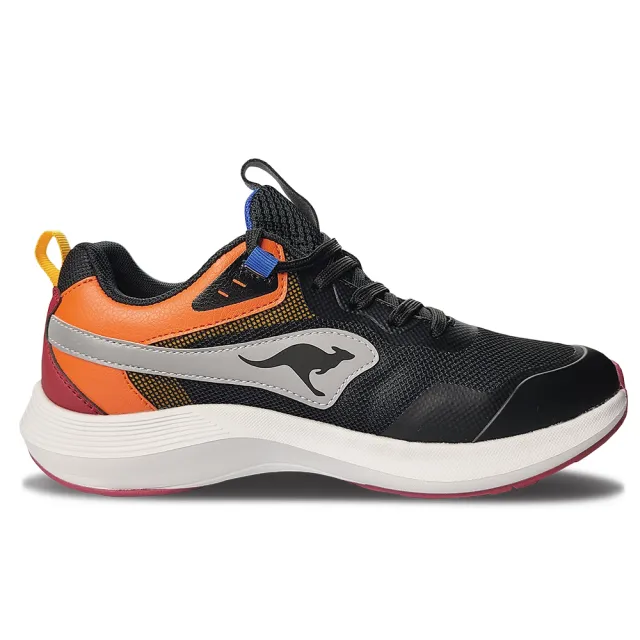 【KangaROOS】美國袋鼠鞋 童鞋 RUNFLOW 超輕量 慢跑鞋 運動鞋 黑/橘/灰(KK32310)