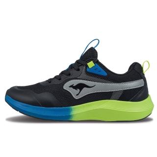 【KangaROOS】美國袋鼠鞋 童鞋 RUNFLOW 超輕量 慢跑鞋 運動鞋 藍/黑/螢光(KK32315)