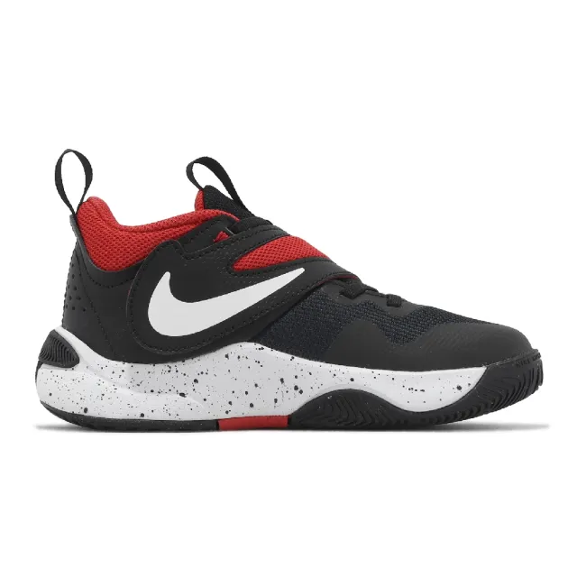 【NIKE 耐吉】童鞋 Team Hustle D 11 PS 中童 黑 紅 魔鬼氈 籃球鞋 運動鞋 小朋友(DV8994-003)