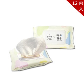 【夢巴黎】12包組 純水柔濕紙巾 80抽 x 12包(12包/組 無酒精 濕紙巾 純水濕紙巾 濕巾 擦臉巾)