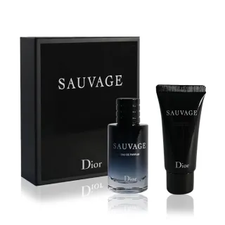 【Dior 迪奧】曠野之心香氛套組 SAUVAGE EAU DE PERFUME淡香精10ML+沐浴膠20ML(國際航空版)