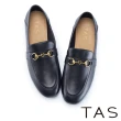 【TAS】柔軟羊皮馬銜釦平底樂福鞋(黑色)