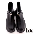【bac】包覆彈力配色標籤厚底短靴(黑色)