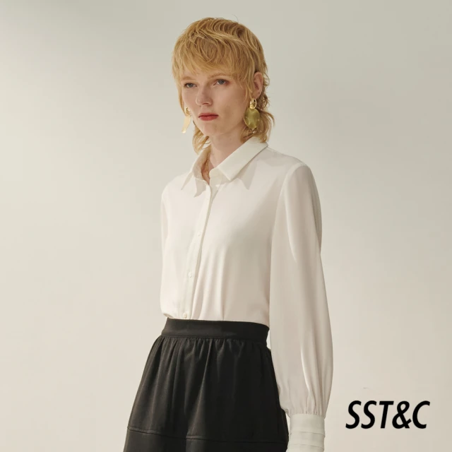 【SST&C 新品９折】白色襯衫領優雅袖口上衣7662310001