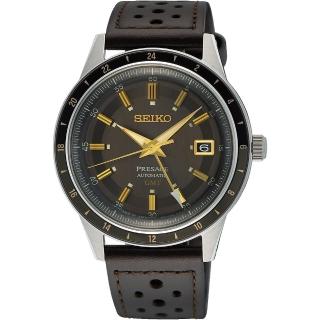 【SEIKO 精工】Presage Style60’s系列 GMT機械錶－深咖啡(4R34-00B0J／SSK013J1)