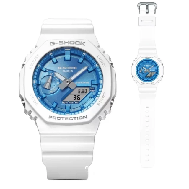 CASIO 卡西歐 G-SHOCK 繽紛亮麗 閃耀冬季 藍 八角形錶殼(GA-2100WS-7A)