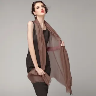 【5TH AVE】第五大道 500支紗  羊絨 圍巾 / 披肩(深灰褐)